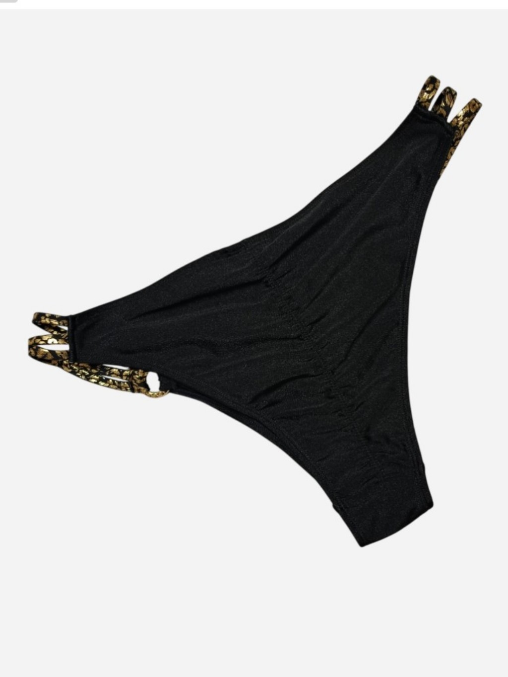 Nwt Bahimi London Miami Cheeky Bikini Bottom Black & Gold Women's Large Baddie — image 3 of 8